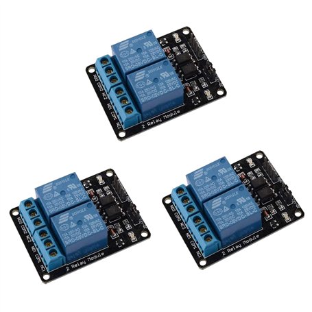 ARCELI Module de Relais 3pcs 2 canaux DC 5V pour Arduino UNO R3 DSP Bras PIC AVR STM32 Framboise Pi avec Carte d'extension de dé