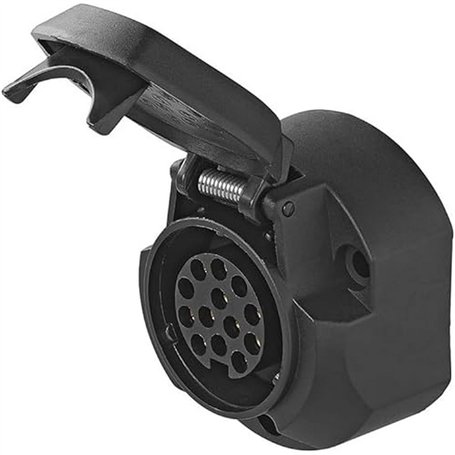 Ryme Automotive Socle Prise Remorque Femelle 13 pôles avec Couvercle - Connecteur Européen - Prise Remorque - Connecteur 13 Voie