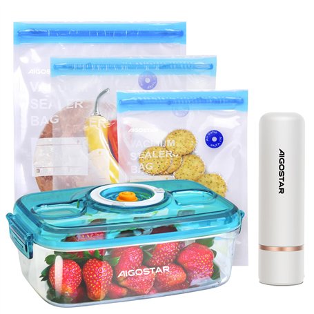 Aigostar Fresh - Pack mise sous vide: mini pompe scelleuse sans fil