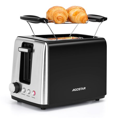Aigostar Grille-Pain 2 Fentes avec Support Viennoiseries