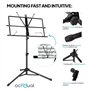 OcioDual Pupitre de Musique d'Orchestre en Métal Pliable pour Partition en Livres avec Sac Transport Hauteur Réglable Noir