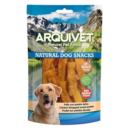 ARQUIVET Lot de 12 collations de Poulet à la Pomme de Terre Douce 100 g - Natural Dog Snacks - 100% Naturel - Chuches