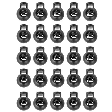 DOJA Barcelona | Arret de Cordon | Pack 25 | Stop Cordon 1 Trou | Longueur 22mm | en Plastique | Serre Cordon Rond Noir | pour C