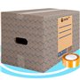 packer PRO Lot de 10 Boîtes en Carton pour Déménagement et Rangement avec Poignées et Ruban Adhésif