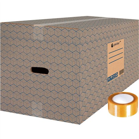 packer PRO Lot de 10 Boîtes en Carton pour Déménagement et Rangement avec Poignées et Ruban Adhésif