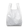 Sac plastique. Sacs à anse en plastique 40x50cm. Sacs T-shirt 50 microns 70% recyclés 40x50 BLANC. Sacs en plastique avec poigné