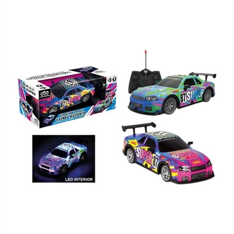 Voiture Télécommandée Lumi Bleu Vert 1:22 20 x 8 x 6 cm