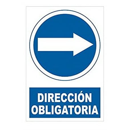 FERRETELIX® Panneau en PVC 40 cm x 30 cm Direction obligatoire droite 1 mm d'épaisseur