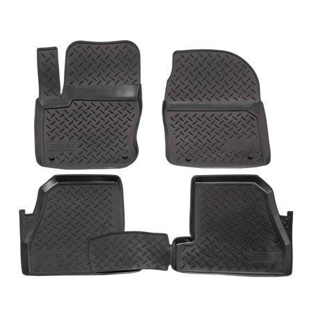 J&J AUTOMOTIVE | Tapis De Sol en Caoutchouc TPE Toutes Saisones pour Focus 3 2010-2018 Système de Fixation Bord Haut Noir Antidé