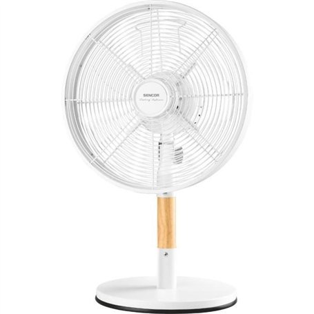 Ventilateur de bureau - SENCOR - SFE 3080WH - 3 vitesses - Oscillation 80° - Design métal et bois