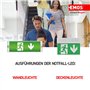 EMOS Éclairage de Secours à LED - Sortie d'Urgence Jusqu'à 3h, Lumière Avec Bouton de Test Manuel, Piles Incluses, Montage Mural