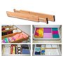 Lot de 6 Séparateurs de Tiroirs en Bambou pour la Cuisine - Rangement de Tiroir avec Ressort Réglable et Extensible - Idéal pour