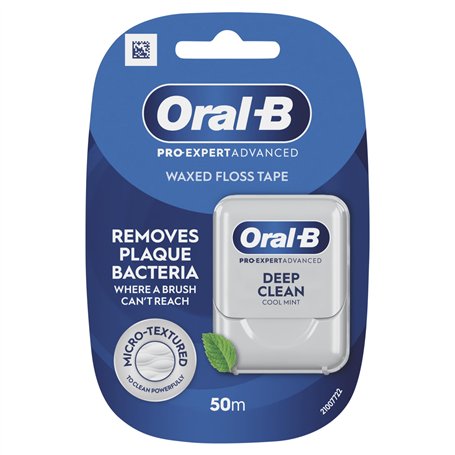 Oral-B Pro-Expert Fil dentaire ciré avancé – Nettoyage en profondeur – Élimine la plaque dentaire – Saveur menthe fraîche – 50 m