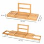 alpina Salle de Bain Planche Bois - Plateau de Bain 50-92 x 18 x 4 cm - Decoration Salle de Bain Bambou avec Support de Livre et