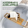 alpina Salle de Bain Planche Bois - Plateau de Bain 50-92 x 18 x 4 cm - Decoration Salle de Bain Bambou avec Support de Livre et