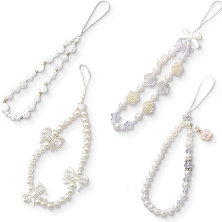 Lot de 4 Dragonne de Téléphone en Perles