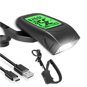 HONG TU SHENG Sans fil compteur de vitesse vélo & lumières de vélo LED & sonnette de vélo