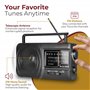Caliber Mini Radio Portable - Radio FM/AM - Radio Vintage Retro - Poste Radio Portable avec Prise Casque - Piles - Argent