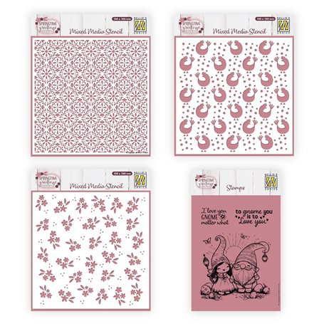 Nellie's Choice Pochoirs et Tampons Transparents en Silicone pour Pâques et Printemps 6 Pcs - Scrapbooking Matériel et Journalin