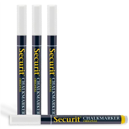 SECURIT - Lot de 4 Marqueurs à Craie Liquide - Pour Surfaces Non Poreuses (Tableau Noir