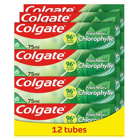 COLGATE - Dentifrice Chlorophyle Fraîcheur Intense - 96% d'ingrédients d'origine naturelle - Protection efficace contre les cari