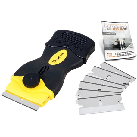Grattoir original TitanLux - Qualité professionnelle - Avec lames en acier inoxydable - Pour plaques vitro-céramiques