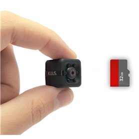 KUUS.® C1 Mini Camera Espion | Camera Surveillance Intérieure Discrète & Enregistreur Écoute à Distance avec Mémoire gigaoctets