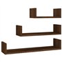 Mensole Espositive Parete 3 pz Rovere Marrone Legno Multistrato