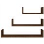 Mensole Espositive Parete 3 pz Rovere Marrone Legno Multistrato