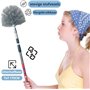 Synx Tools ragebol avec manche télescopique - Poussière - Plumeau - Roulette d'araignée avec manche télescopique 175 cm - Gris -
