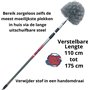 Synx Tools ragebol avec manche télescopique - Poussière - Plumeau - Roulette d'araignée avec manche télescopique 175 cm - Gris -