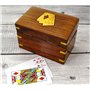 Ajuny Boîte de Rangement Décorative en Bois à Double Pont Pour Cartes à jouer Organiseur en Laiton Design Ace Avec 2 Paquets de 