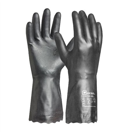 Gebol Carostar | Taille M (taille 8) | Gant de protection chimique avec flocage en coton à l'intérieur | Gant de nettoyage avec