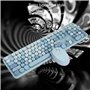 Ensemble clavier et souris sans fil, clavier à touches rondes rétro colorées 2.4G, clavier-souris rétro 104 touches / 1600 DPI p