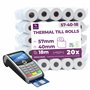 Rouleau tpe 57mm x 18m x 12mm – Rouleaux pour terminal carte bancaire – Bobine papier thermique 57x40x12 - sans BPA (20 Bobines)