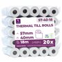 Rouleau tpe 57mm x 18m x 12mm – Rouleaux pour terminal carte bancaire – Bobine papier thermique 57x40x12 - sans BPA (20 Bobines)
