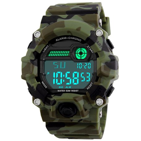 BHGWR Enfants Montre Bracelet numériques Militaire de Sports de garçons avec l'alarme/minuterie