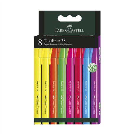 FABER-CASTELL 157778 Lot de 8 surligneurs à tige fine
