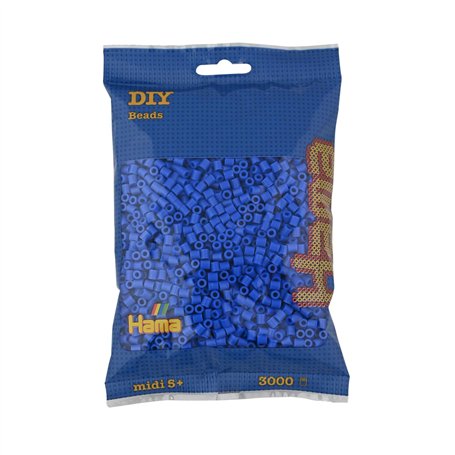 Hama Perles 201-09 - Sachet d'environ 3 000 perles midi multicolores de 5 mm de diamètre - Bleu clair - Amusement créatif pour l