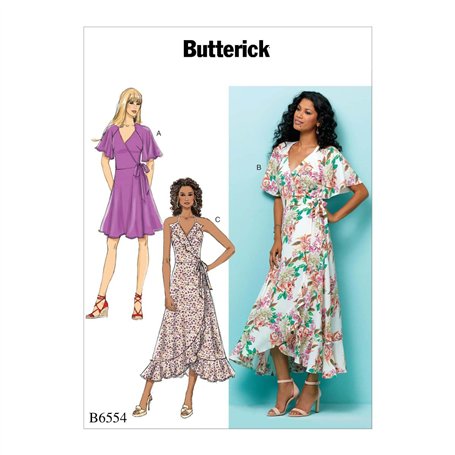 Butterick 6554 E5 Robe Portefeuille en Tissu Multicolore 17 x 0