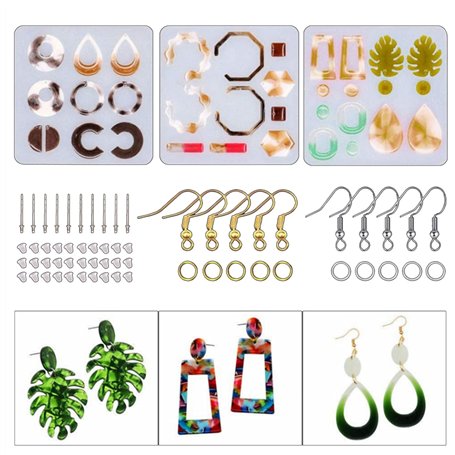 503 Pièces Moule Époxy Résine Bijoux Silicone Kit de Moules et Outils de Coulée de Résine Moule avec Crochets d'oreille et Annea