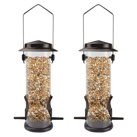 MIXXIDEA Lot de 2 mangeoires à oiseaux sauvages à suspendre en acier inoxydable