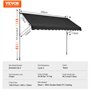 VEVOR Auvent de terrasse rétractable 350 x 120 cm, Store banne Manuel avec manivelle, Hauteur réglable 218-310 cm, abri Pare-Sol