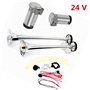 YIYDA Klaxon à air Car Horn 165DB klaxon de voiture haut et bas 24V double tube trompette klaxon de camion argent chromé zinc av
