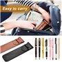 CODIRATO 2Pcs Porte-Stylo en Cuir PU Étui Stylo Cuir Portatif Pochette Classique pour Stylo-Plume, Stylo à Bille, Stylus(Marron 