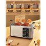Grille Pain 4 Tranches, Longue Fente Toaster avec écran Tactile, 9 Niveaux de Dorage, 3 Types de Pain, Inox Grille Pain, Tiroir 