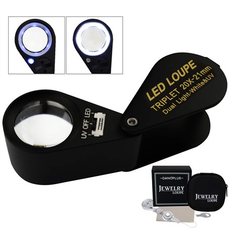 20x Loupe Bijoux Loupe LED UV Lumière 21mm Triolet Lentille Optique Verre