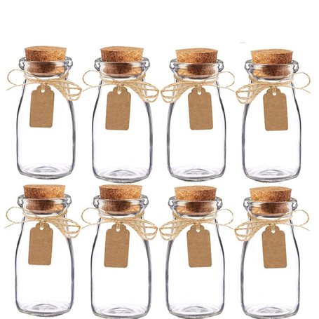 Awtlife - Lot de 15 pots à dragée de lait en verre avec couvercles en liège pour une fête de mariage - Vintage