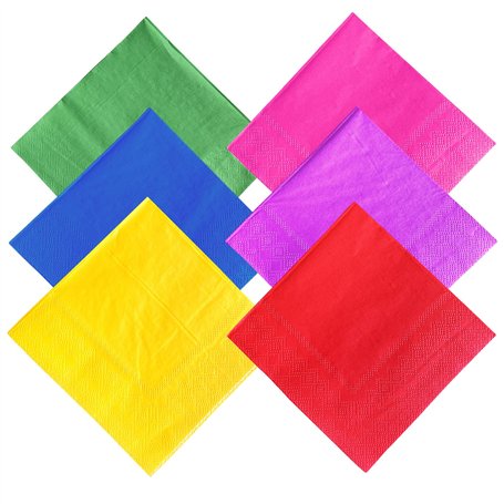 Lot de 60 serviettes en papier carrées multicolores 2 plis pour décoration de fête