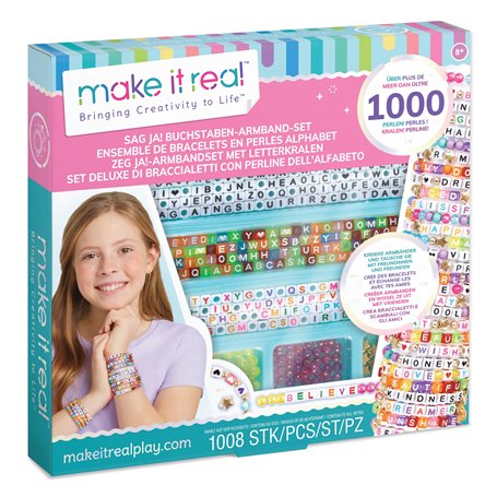 Make It Real 1742 Lot de 1000 bracelets de luxe avec perles de l'alphabet